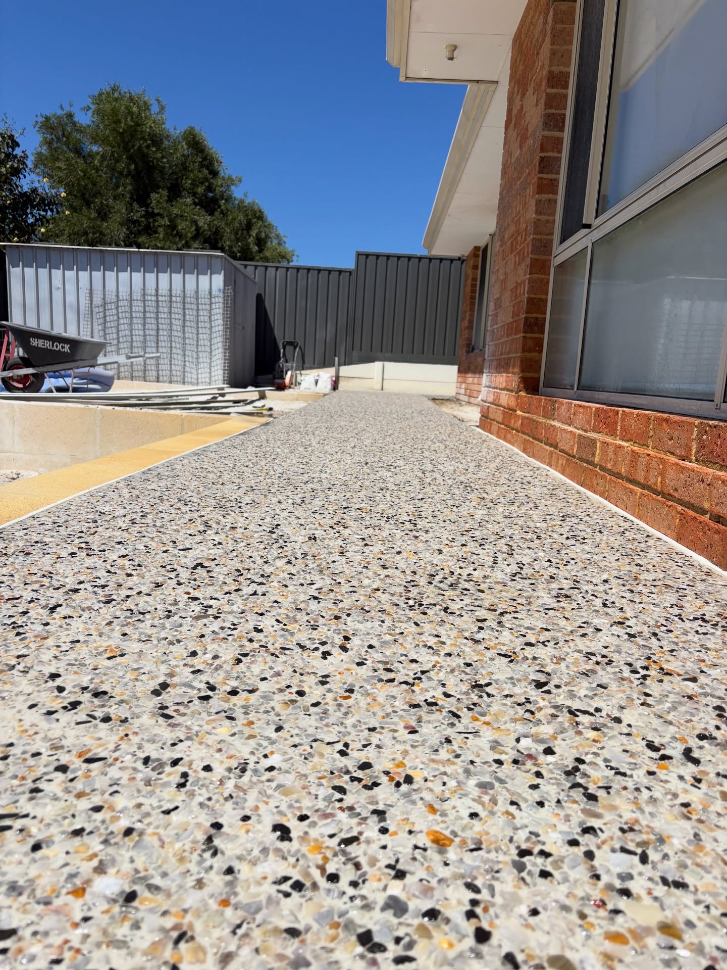 Side access path poured in exposed aggregate, Quinns Rocks